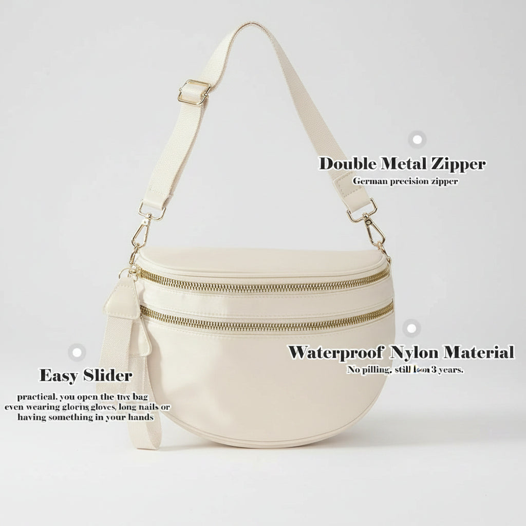 Women’s Beige Crossbody Bag – Adjustable Everyday Purse