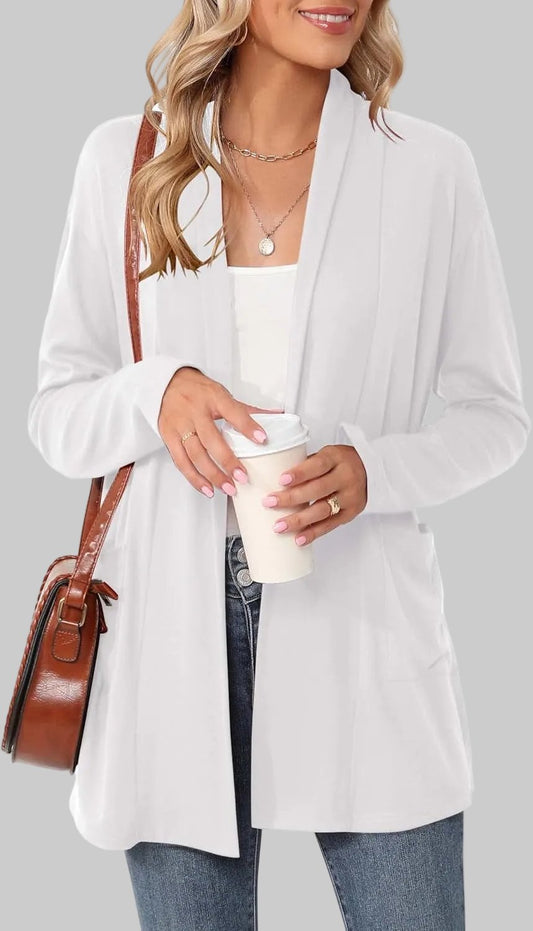 Women'S Long Sleeve Open Front Cardigan Casual Loose Lightweight Cardigans with Pockets